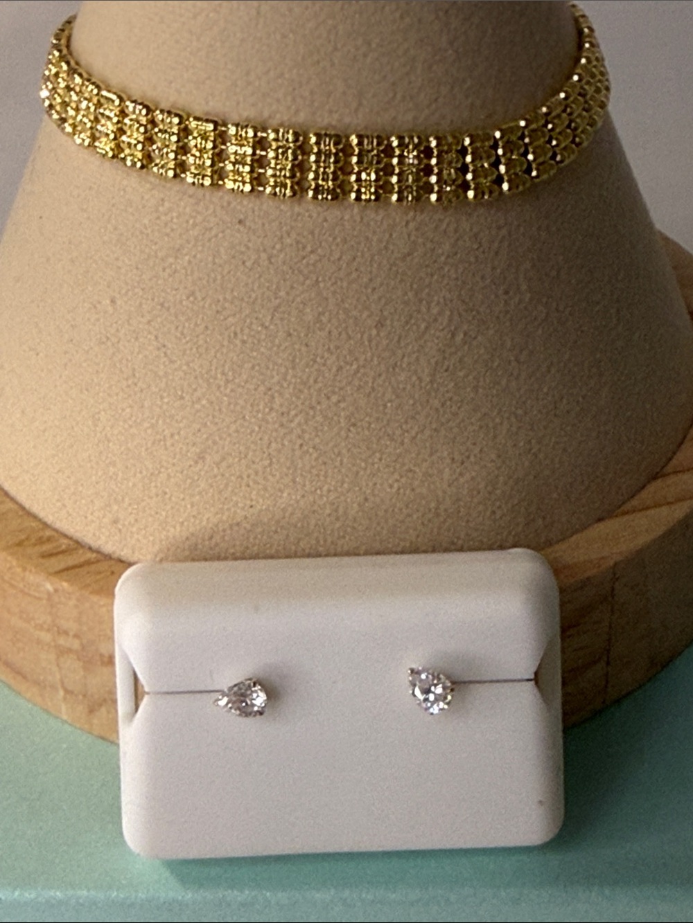 Sterling Silver Bracelet and 10k PURE Gold Moissanite Stud Set